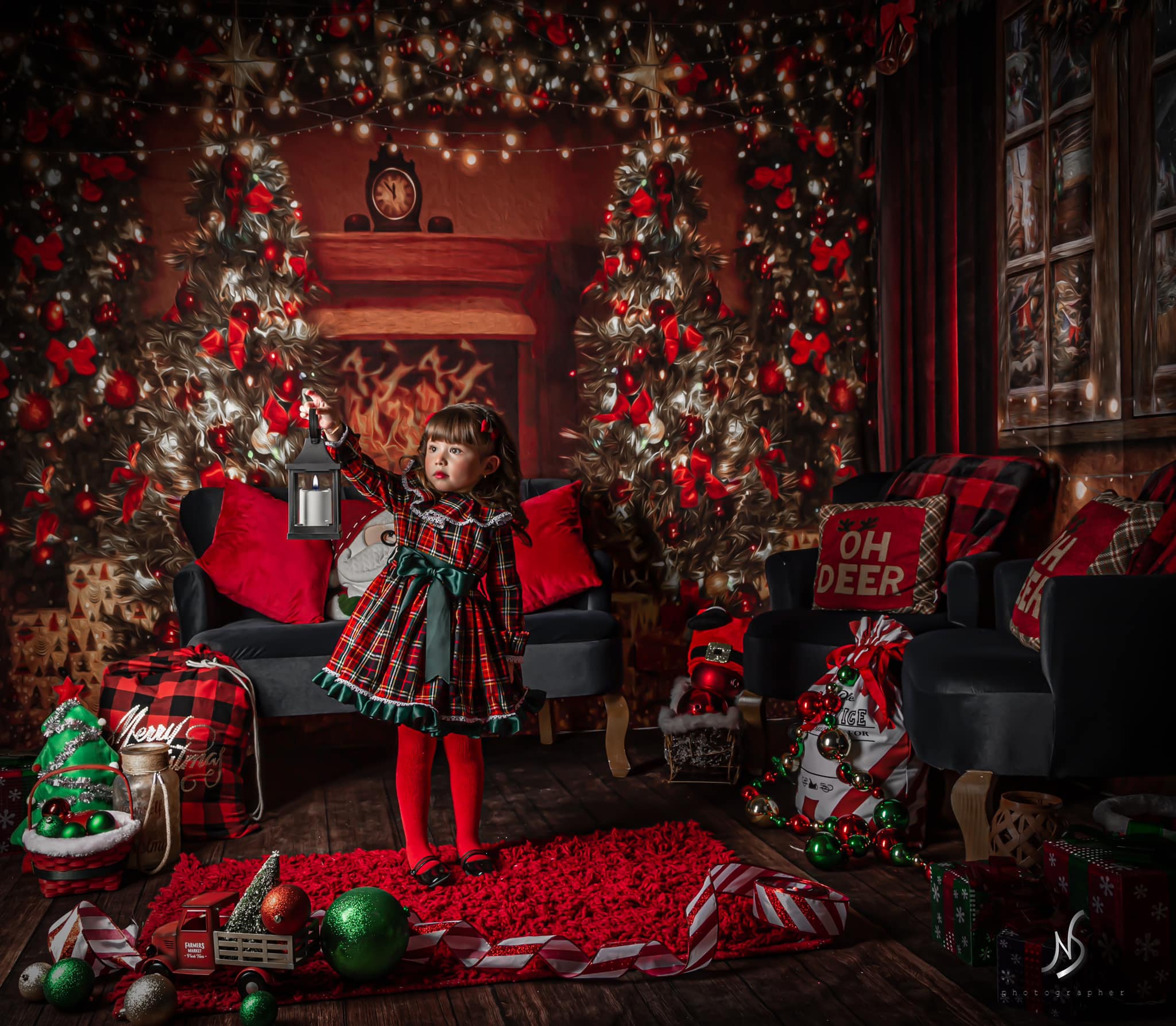 Kate Hiver Cheminée Sapin de Noël Ensemble de chambre (8pix8pi&10pix8pi&8pix10pi) - Kate Backdrop FR