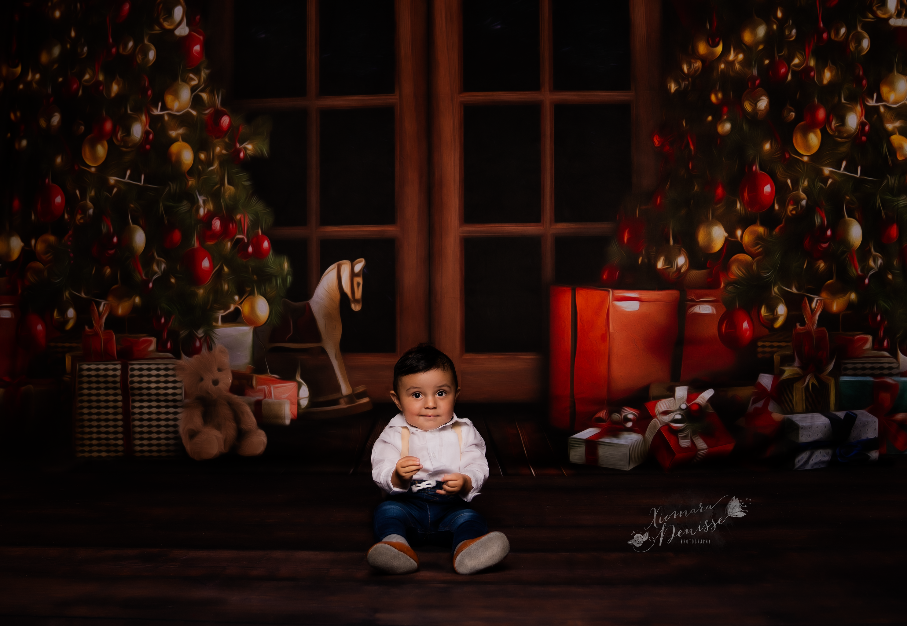 Kate Porte Noël Hiver Nuit Toile de fond pour la photographie - Kate Backdrop FR