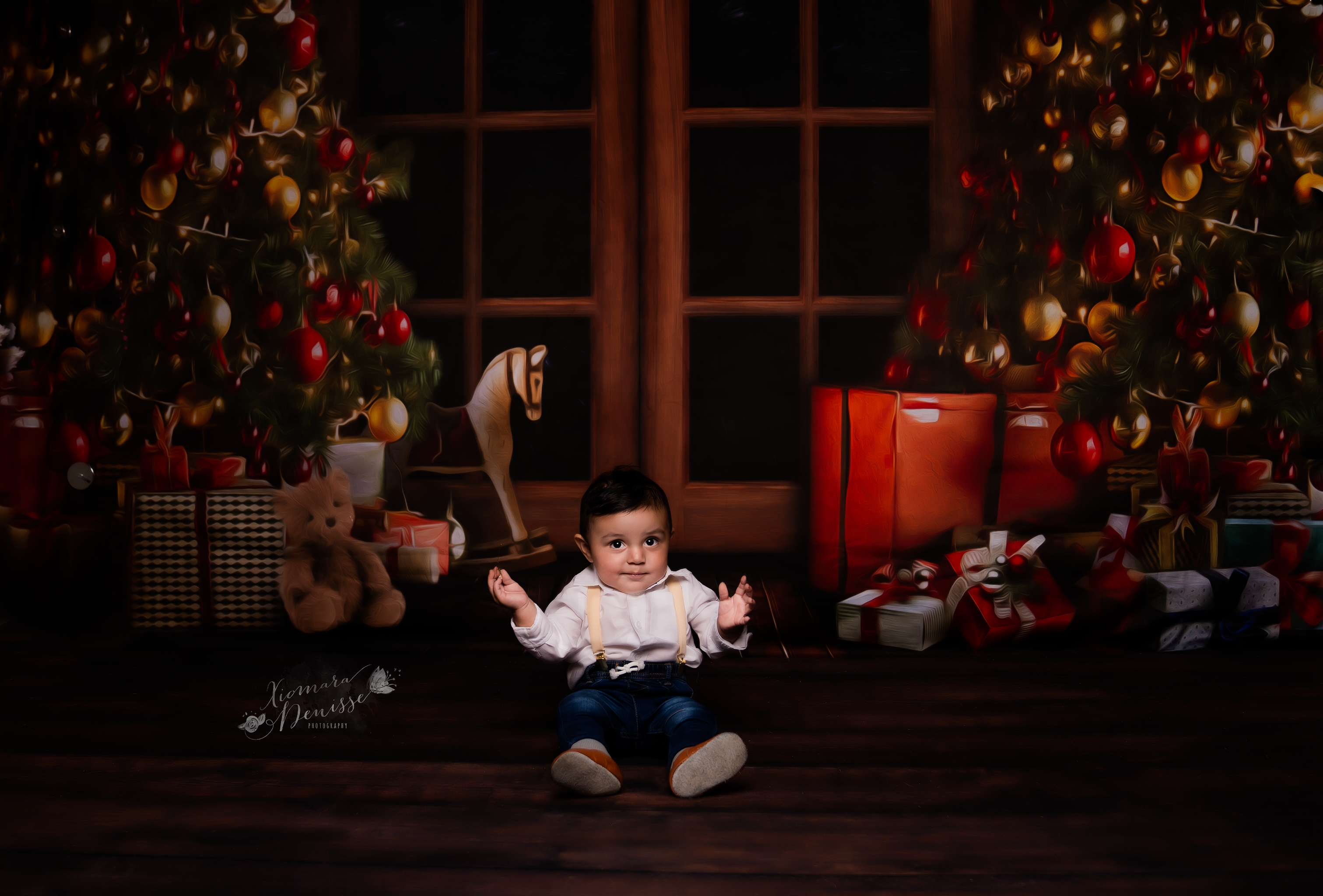 Kate Porte Noël Hiver Nuit Toile de fond pour la photographie - Kate Backdrop FR