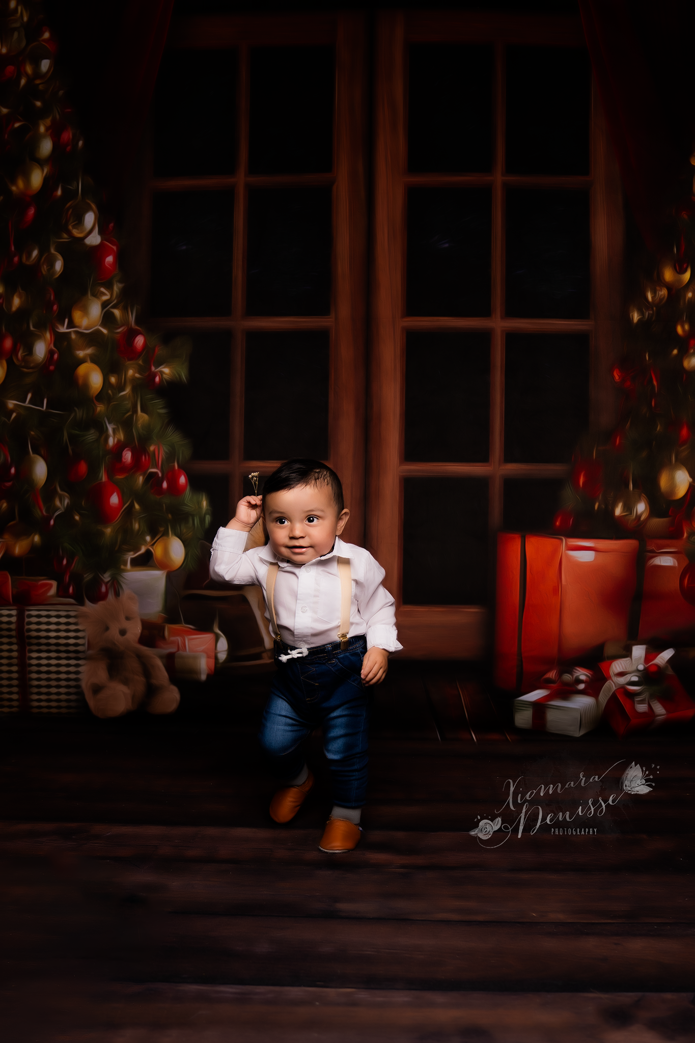 Kate Porte Noël Hiver Nuit Toile de fond pour la photographie - Kate Backdrop FR