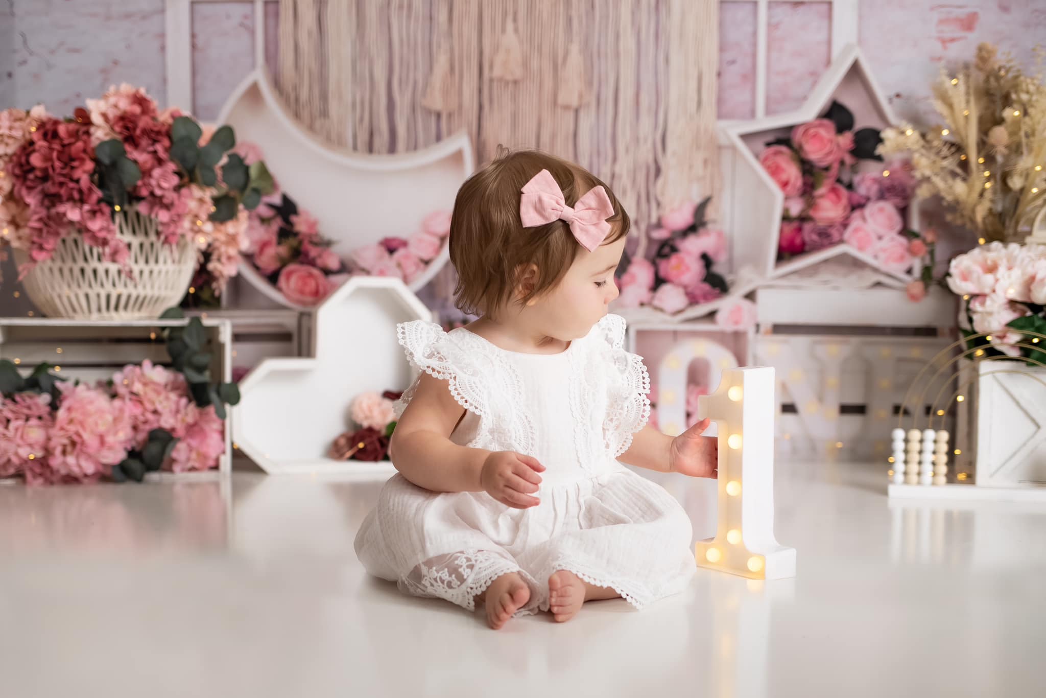 Kate Anniversaire Fleurs Boho Cake Smash Toile de fond Conçu par Emetselch - Kate Backdrop FR