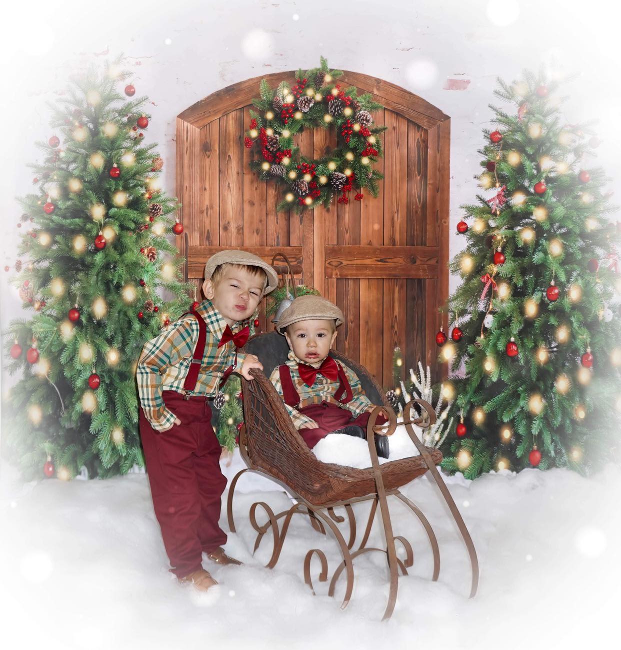 Kate Sapin de Noël Couronne Neige Hiver Toile de fond conçue par Emetselch - Kate Backdrop FR