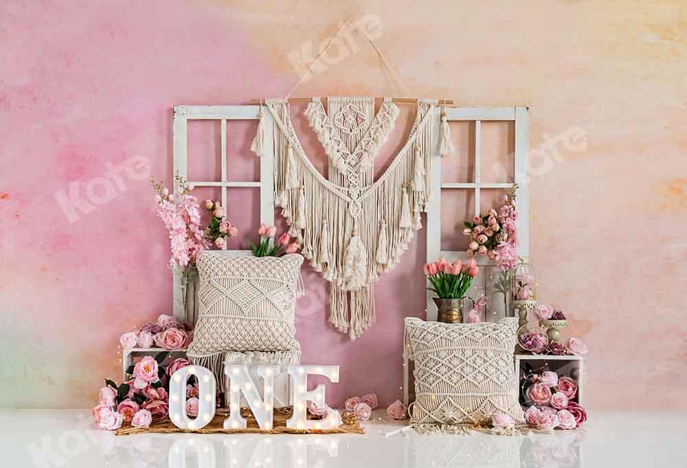 Kate Boho Anniversaire Fleurs Toile de fond conçu par Emetselch - Kate Backdrop FR