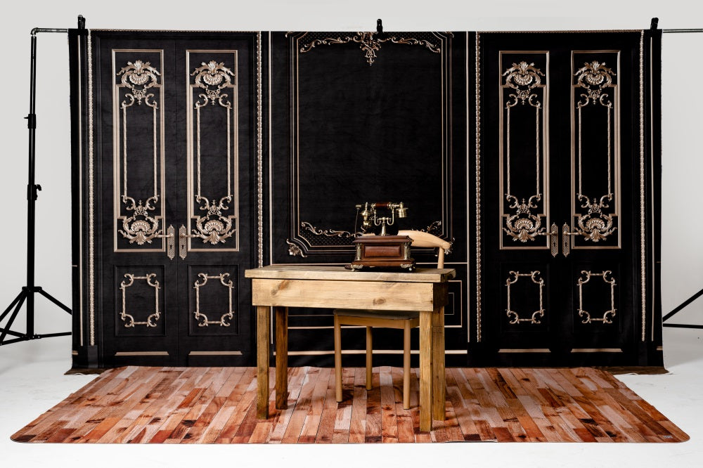 Kate Murale Rétro Or Noir Mariage Toile de fond pour la photographie - Kate Backdrop FR