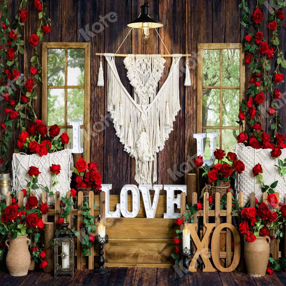Kate Saint-Valentin Printemps Fenêtre Roses Toile de fond conçue par Emetselch - Kate Backdrop FR