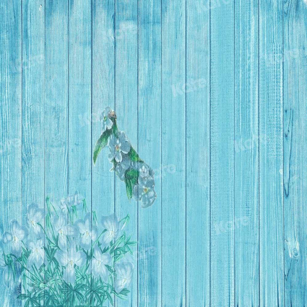 Kate Fleur Grain de Bois Toile de Fond Printemps Bleu Vintage Conçu par Chain Photographie - Kate Backdrop FR