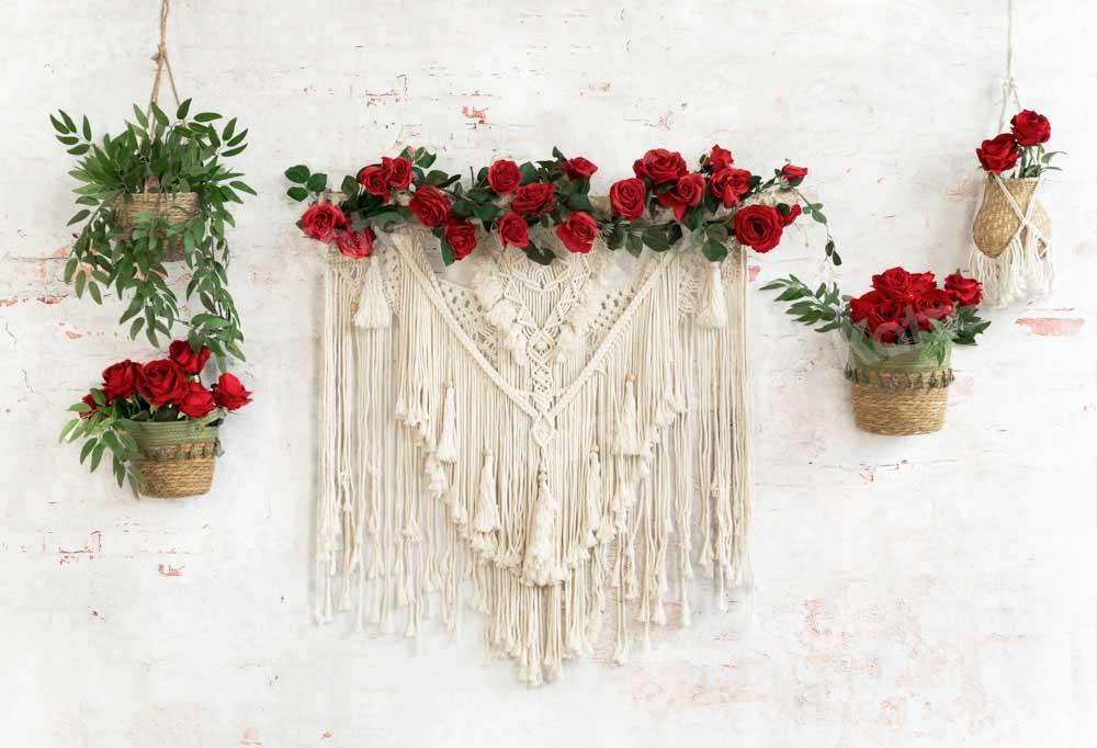 Kate Panier de roses Saint-Valentin Boho Toile de fond conçu par Emetselch - Kate Backdrop FR