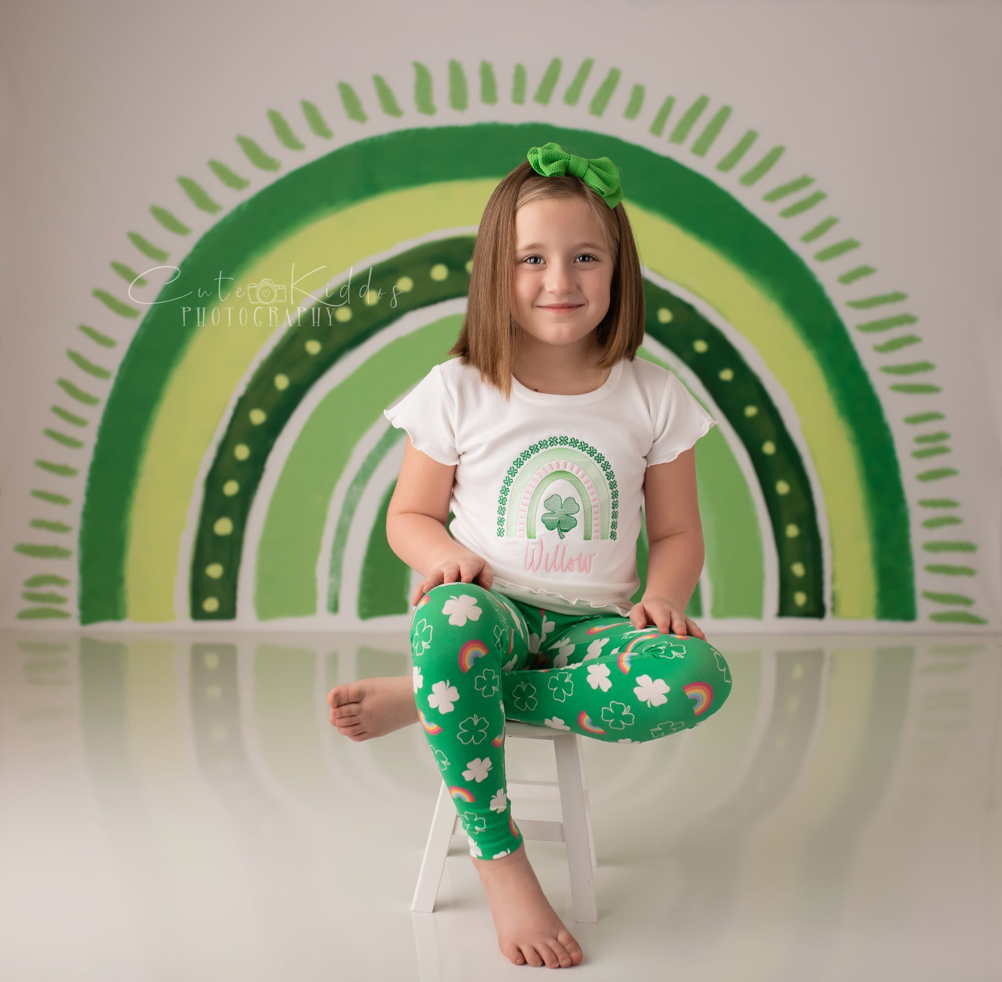 Kate St.Patrick's Day Toile de fond Rainbow Green Lucky Clover Conçu par GQ - Kate Backdrop FR