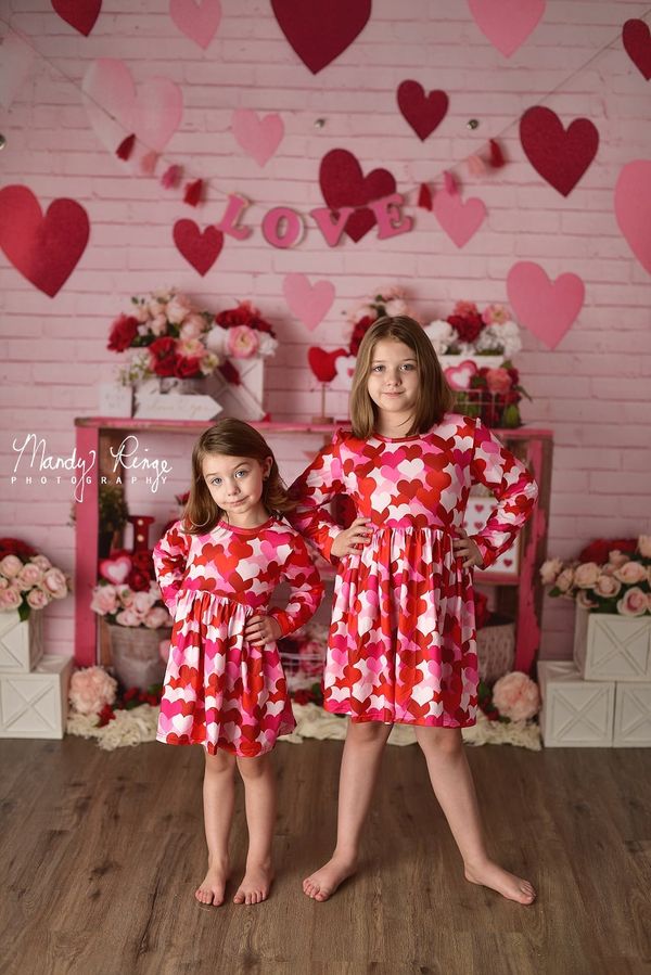 Kate Coeur Amour Saint-Valentin Rose Toile de fond conçu par Mandy Ringe - Kate Backdrop FR