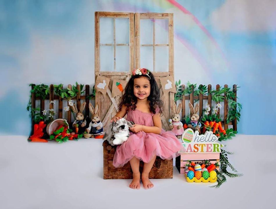 Kate Arc-en-ciel Lapin Pâques Porte Toile de fond pour la photographie - Kate Backdrop FR