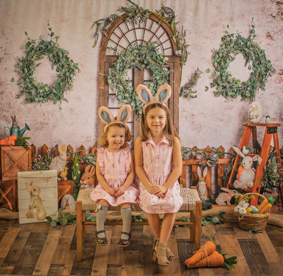 Kate Lapins Jardin Pâques Porte Toile de fond conçu par Rose Abbas - Kate Backdrop FR