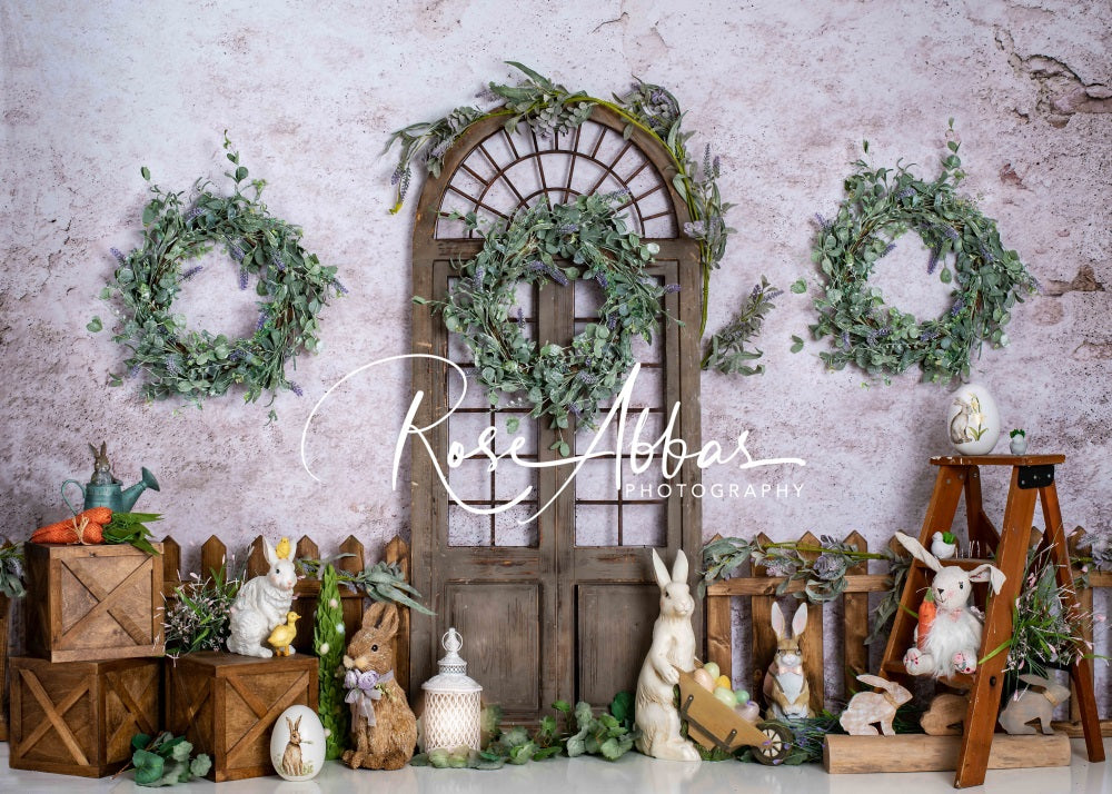 Kate Lapins Jardin Pâques Porte Toile de fond conçu par Rose Abbas - Kate Backdrop FR