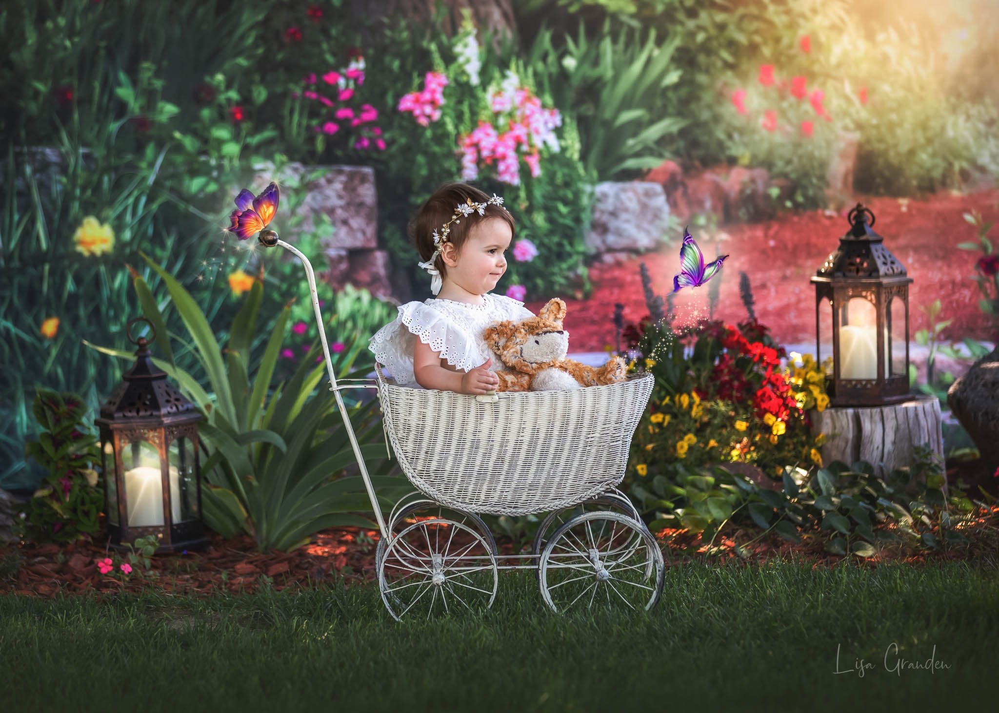 Kate Jardin secret Fleurs Printemps Toile de fond conçue par Lisa Granden - Kate Backdrop FR