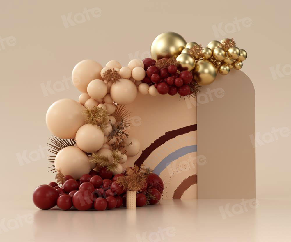 Kate Ballons Boho Brun Anniversaire Toile de fond conçue par Uta Mueller Photographie - Kate Backdrop FR