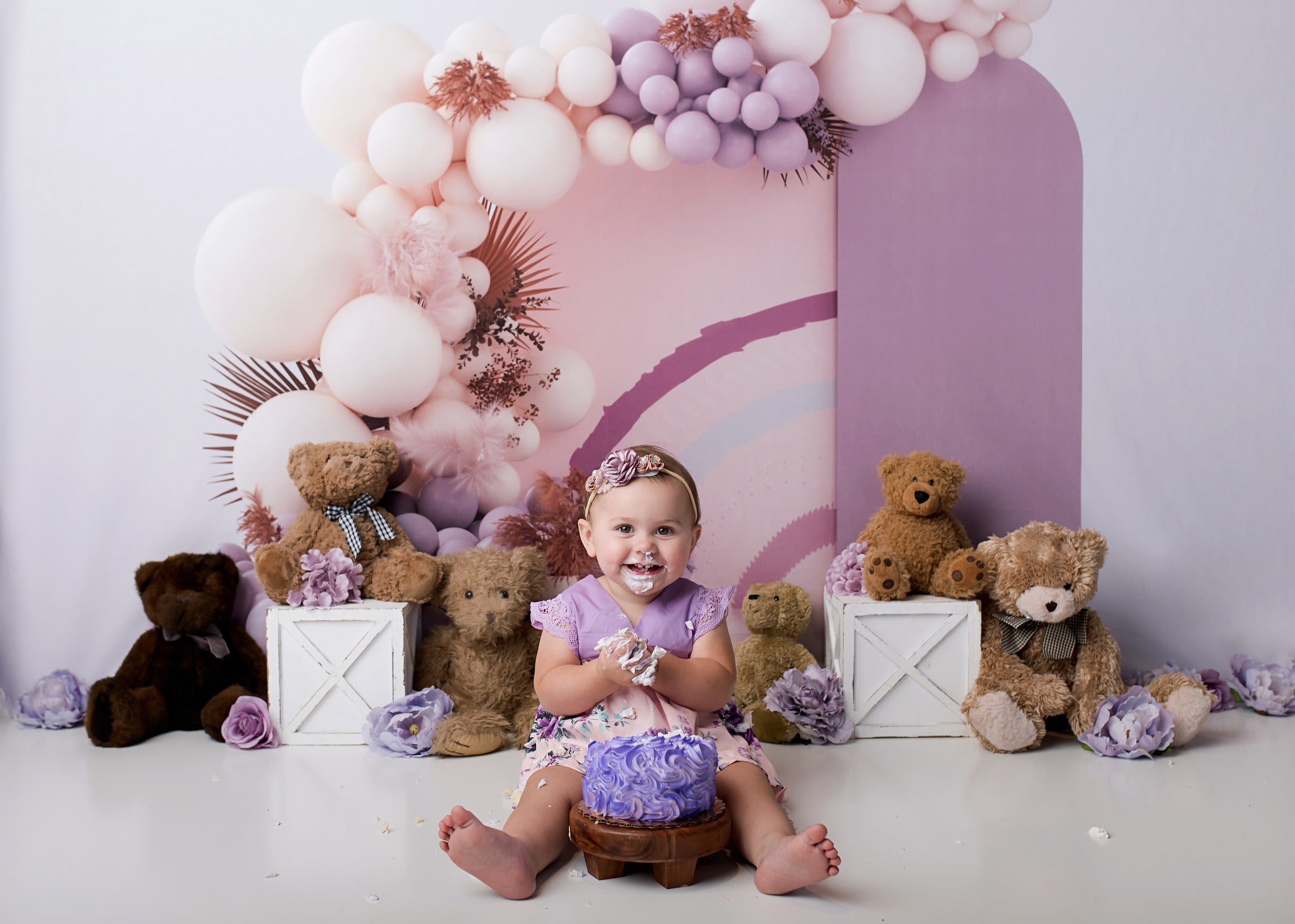 Kate Ballons Boho Violet Anniversaire Toile de fond conçue par Uta Mueller Photographie - Kate Backdrop FR