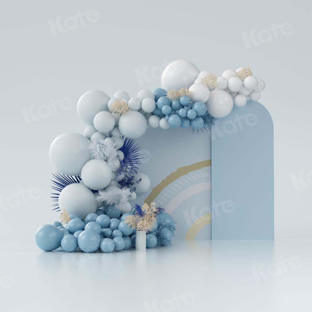 Kate Ballons Boho Bleu Enfant Toile de fond conçue par Uta Mueller Photographie - Kate Backdrop FR