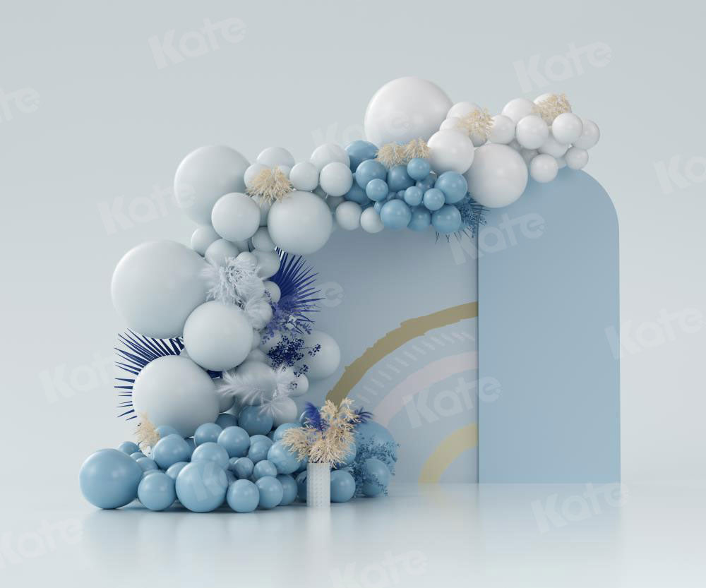Kate Ballons Boho Bleu Enfant Toile de fond conçue par Uta Mueller Photographie - Kate Backdrop FR
