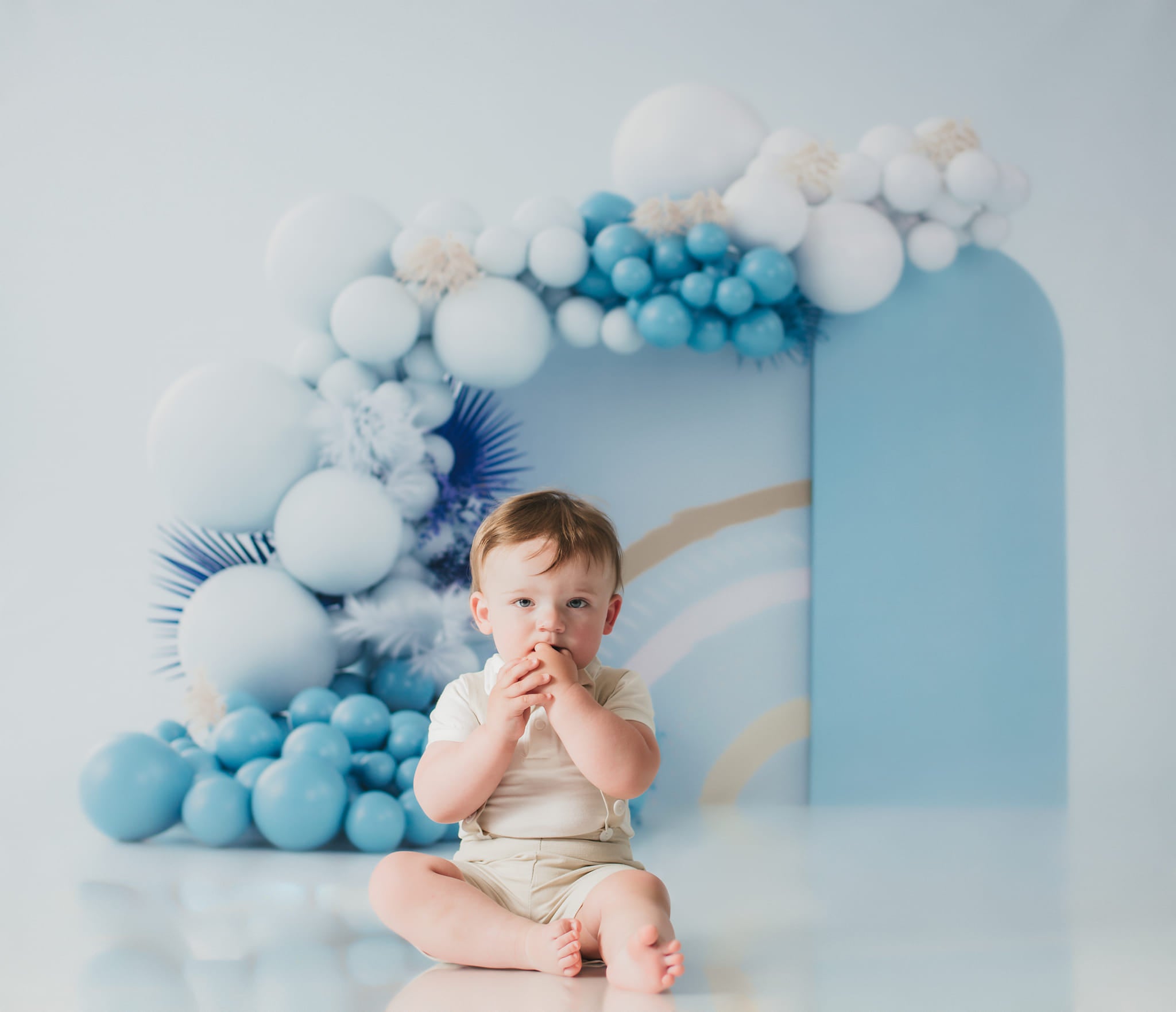 Kate Ballons Boho Bleu Enfant Toile de fond conçue par Uta Mueller Photographie - Kate Backdrop FR