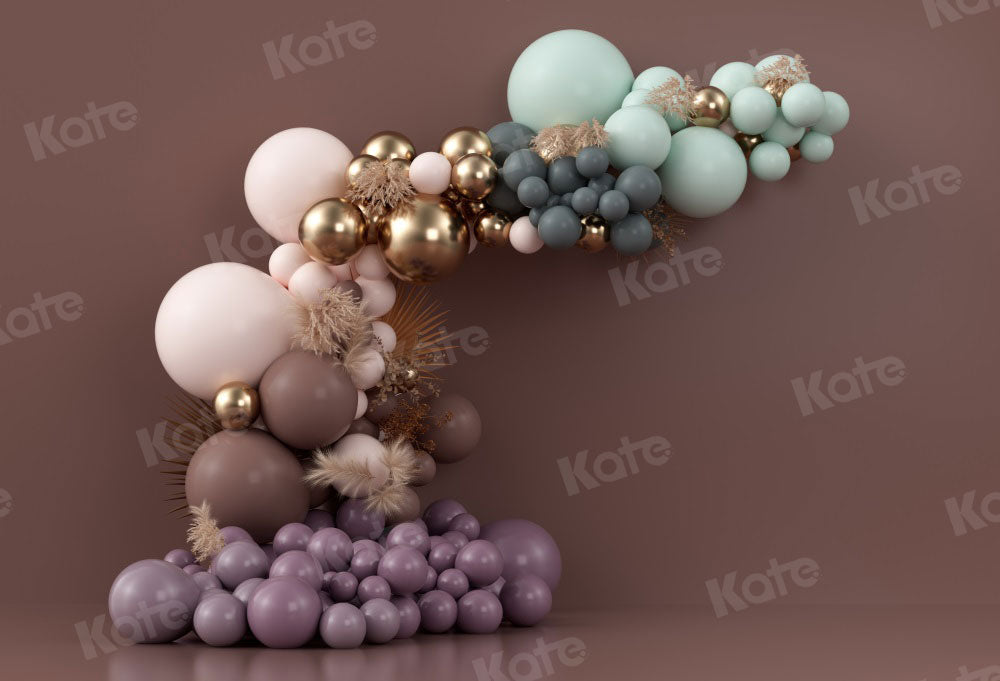 Kate Ballons Boho Marron foncé Anniversaire Toile de fond conçue par Uta Mueller Photographie - Kate Backdrop FR