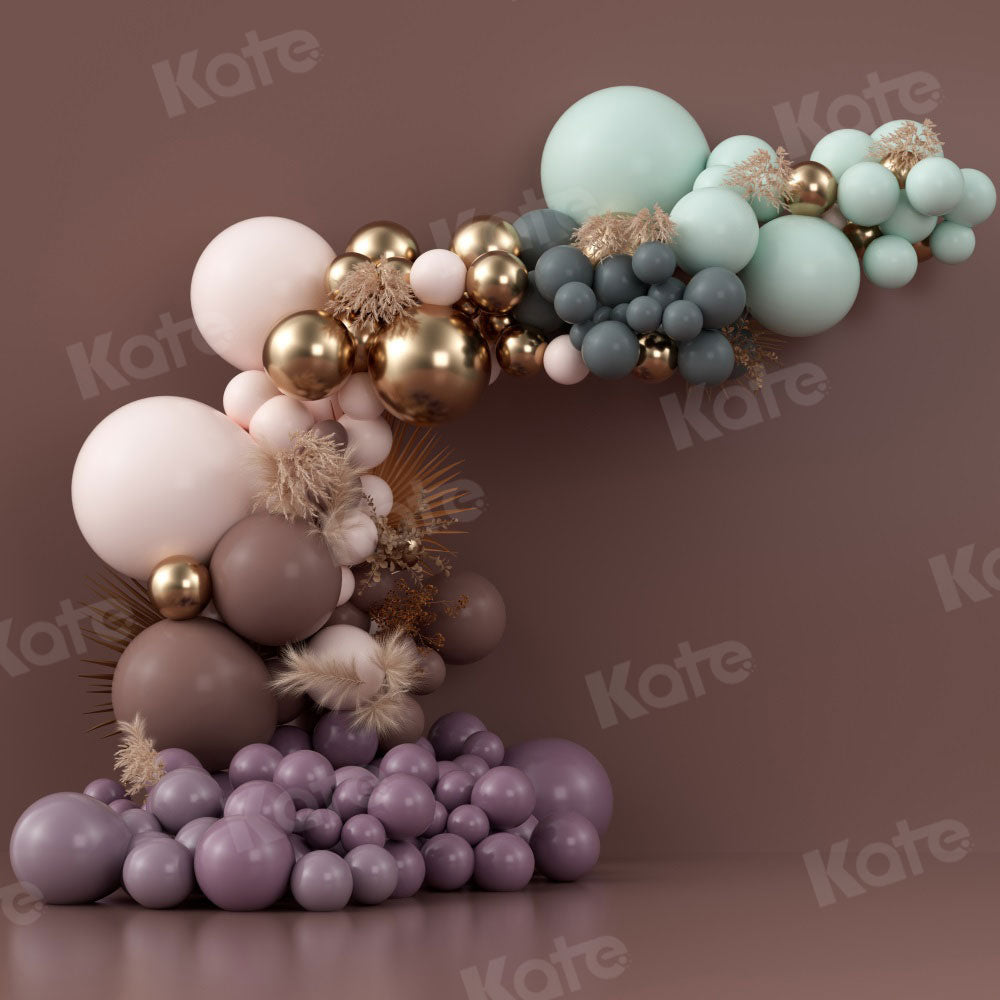 Kate Ballons Boho Marron foncé Anniversaire Toile de fond conçue par Uta Mueller Photographie - Kate Backdrop FR