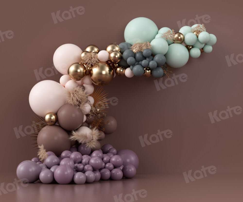 Kate Ballons Boho Marron foncé Anniversaire Toile de fond conçue par Uta Mueller Photographie - Kate Backdrop FR