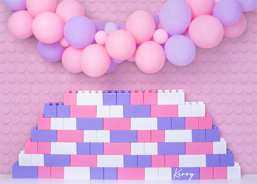 Kate Lego Enfant Rose Ballons Toile de fond conçue par Kerry Anderson - Kate Backdrop FR