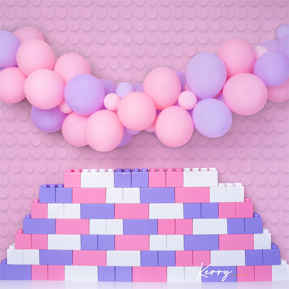 Kate Lego Enfant Rose Ballons Toile de fond conçue par Kerry Anderson - Kate Backdrop FR