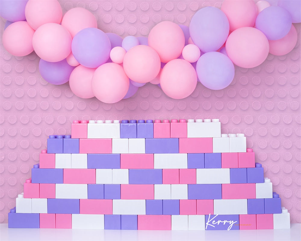 Kate Lego Enfant Rose Ballons Toile de fond conçue par Kerry Anderson - Kate Backdrop FR