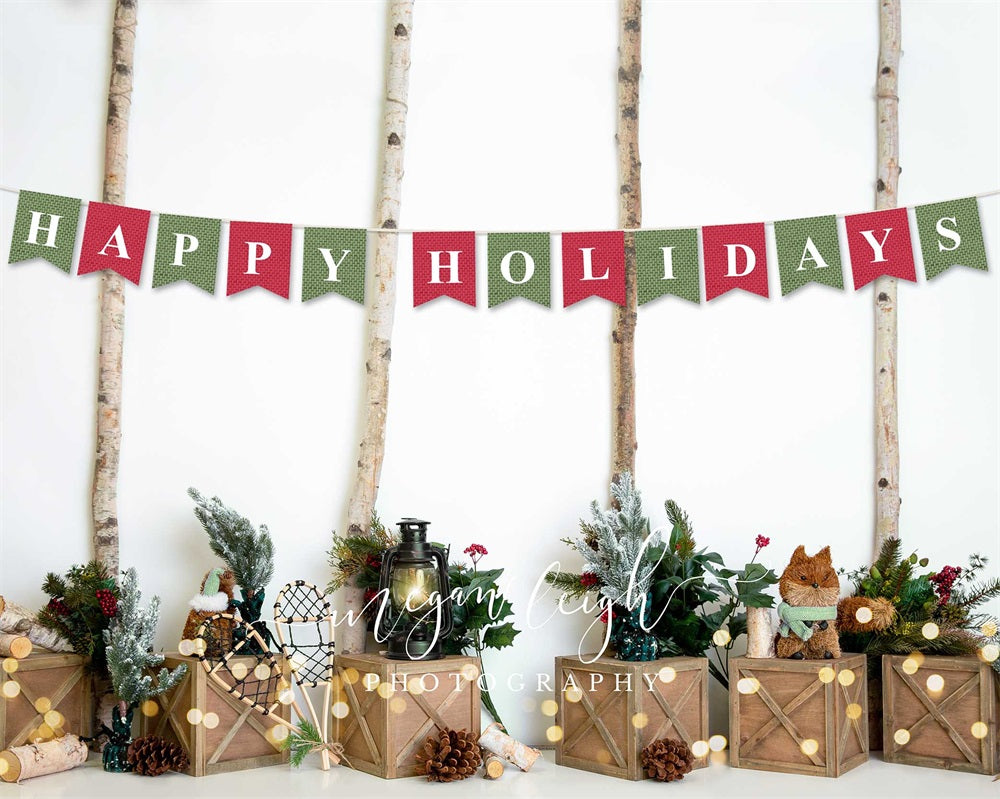 Kate Vacances Arbres Joyeuses fêtes Toile de fond conçue par Megan Leigh - Kate Backdrop FR