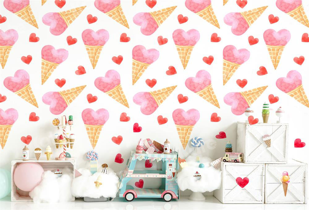 Kate Crème glacée Amour Été Enfant Toile de fond pour la photographie - Kate Backdrop FR