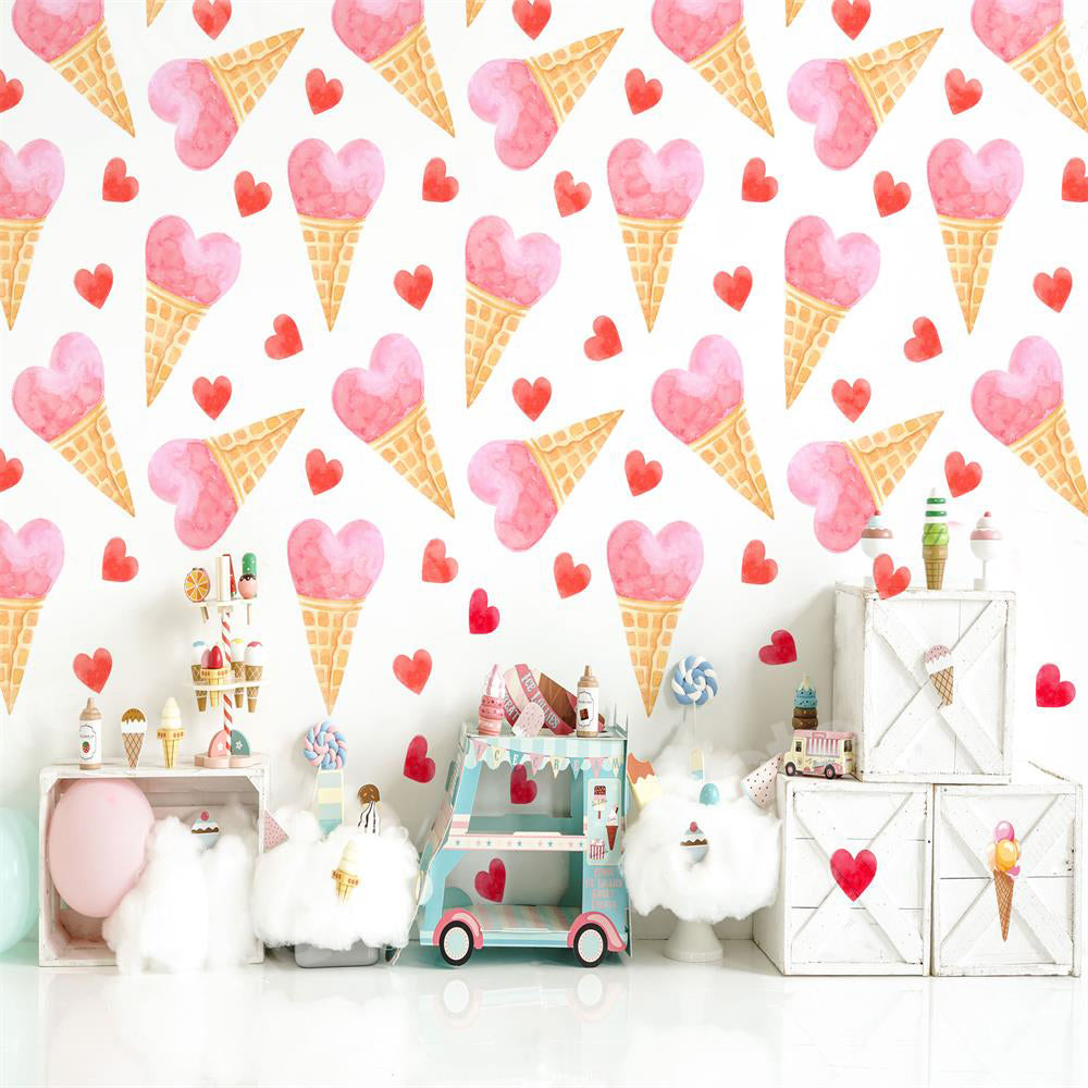 Kate Crème glacée Amour Été Enfant Toile de fond pour la photographie - Kate Backdrop FR