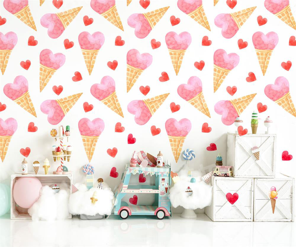 Kate Crème glacée Amour Été Enfant Toile de fond pour la photographie - Kate Backdrop FR