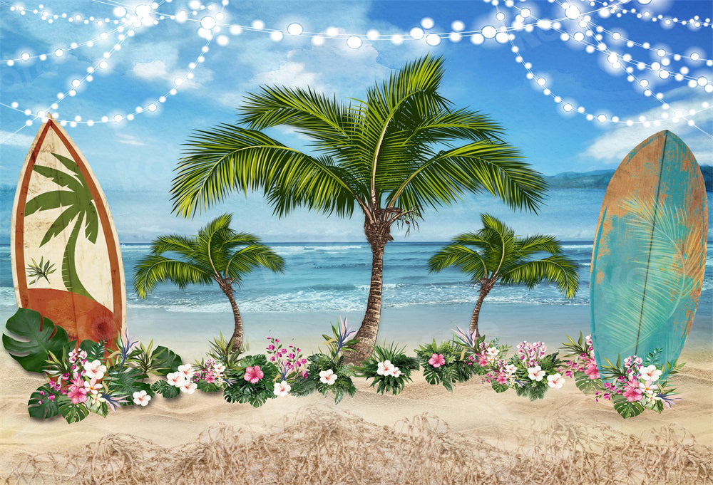 Kate Planche de surf Floral Mer Plage Été Toile de fond pour la photographie - Kate Backdrop FR