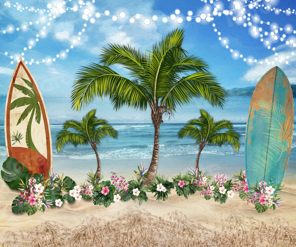 Kate Planche de surf Floral Mer Plage Été Toile de fond pour la photographie - Kate Backdrop FR
