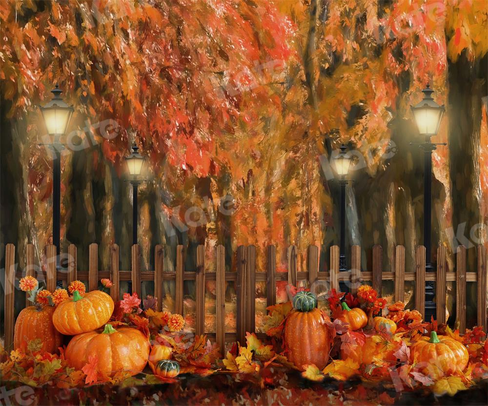 Kate Peinture à l'huile Arbre Citrouilles Automne Toile de fond pour la photographie - Kate Backdrop FR