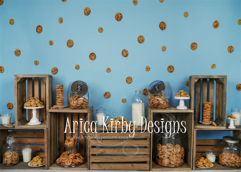 Kate Biscuits Anniversaire Enfant Bleu Toile de fond conçue par Arica Kirby - Kate Backdrop FR