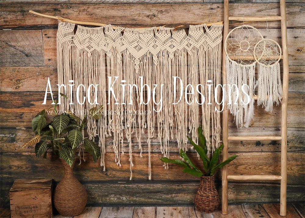 Kate Mur Grain de Bois Boho Toile de fond conçue par Arica Kirby - Kate Backdrop FR