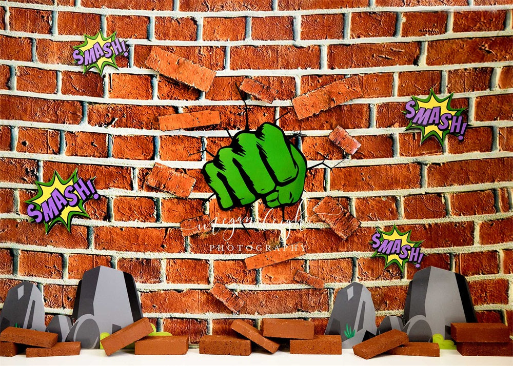 Kate Mur de briques Rouge Toile de fond conçue par Megan Leigh - Kate Backdrop FR