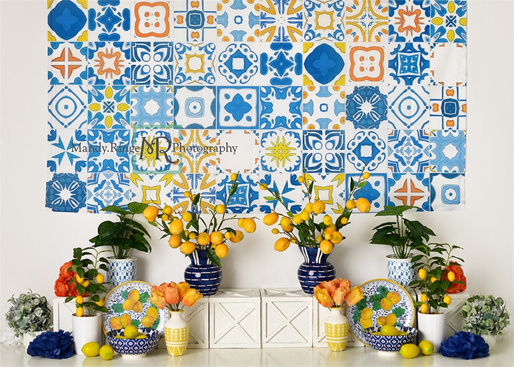 Kate Été Méditerranéen Citron Toile de fond conçu par Mandy Ringe - Kate Backdrop FR