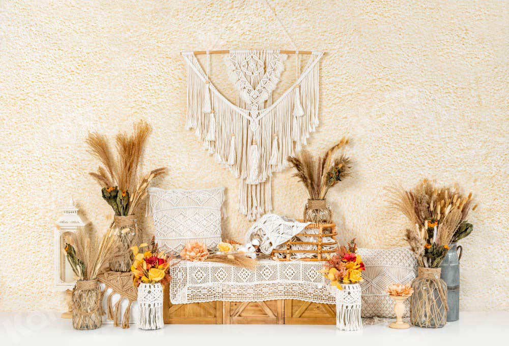 Kate Oreiller Mur Boho Automne Beige Toile de fond conçue par Emetselch - Kate Backdrop FR