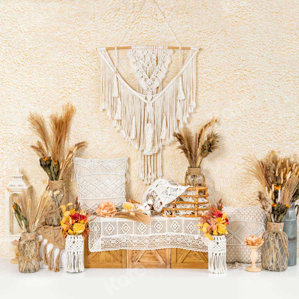 Kate Oreiller Mur Boho Automne Beige Toile de fond conçue par Emetselch - Kate Backdrop FR