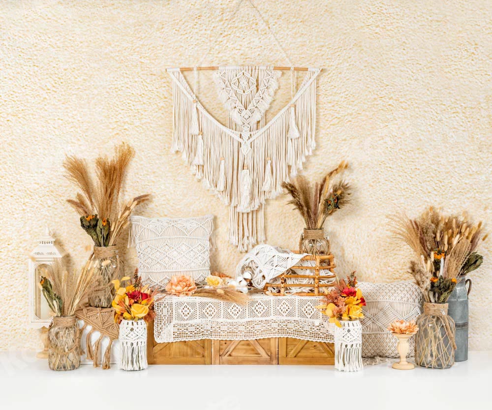 Kate Oreiller Mur Boho Automne Beige Toile de fond conçue par Emetselch - Kate Backdrop FR