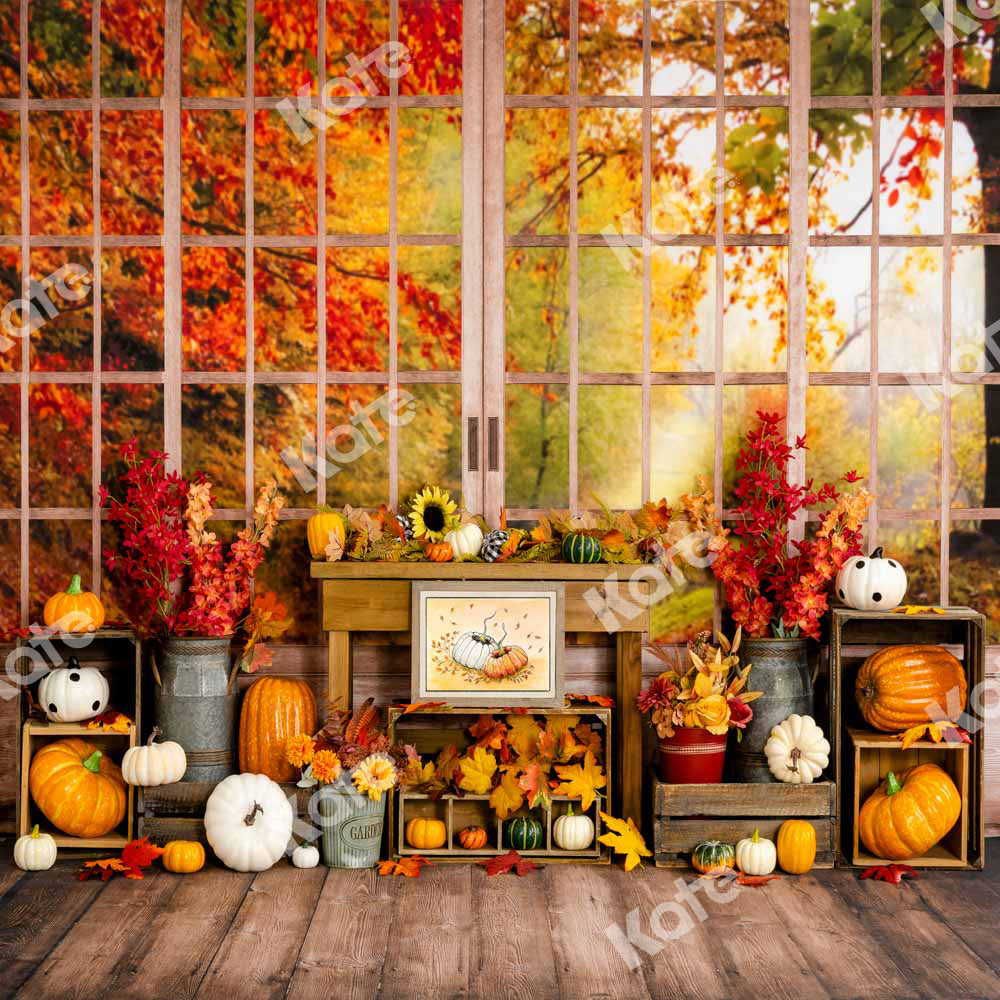 Kate Fenêtre Citrouille Automne Toile de fond conçue par Uta Mueller Photographie - Kate Backdrop FR