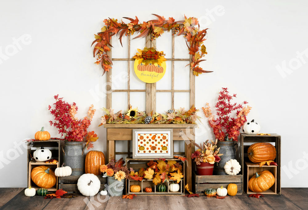 Kate Feuilles Action de grâces Automne Toile de fond conçue par Uta Mueller Photographie - Kate Backdrop FR