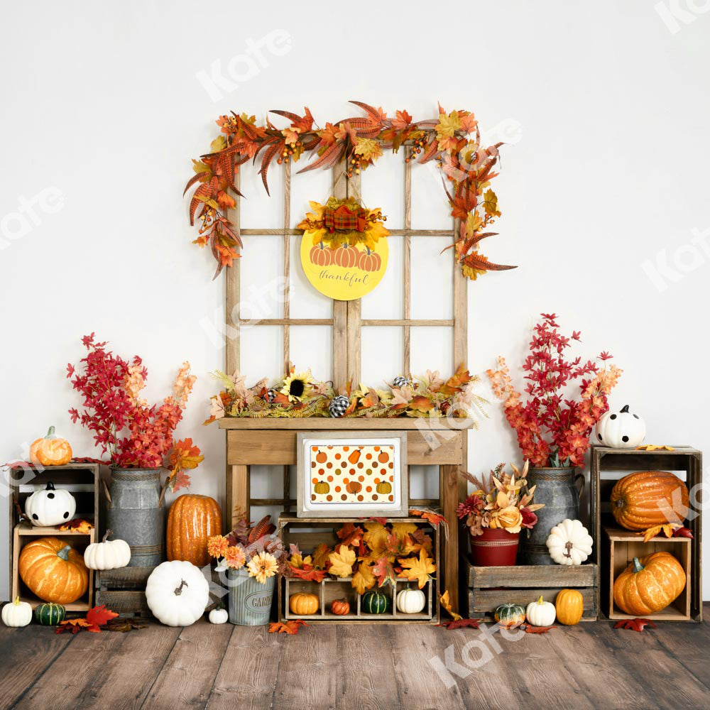 Kate Feuilles Action de grâces Automne Toile de fond conçue par Uta Mueller Photographie - Kate Backdrop FR