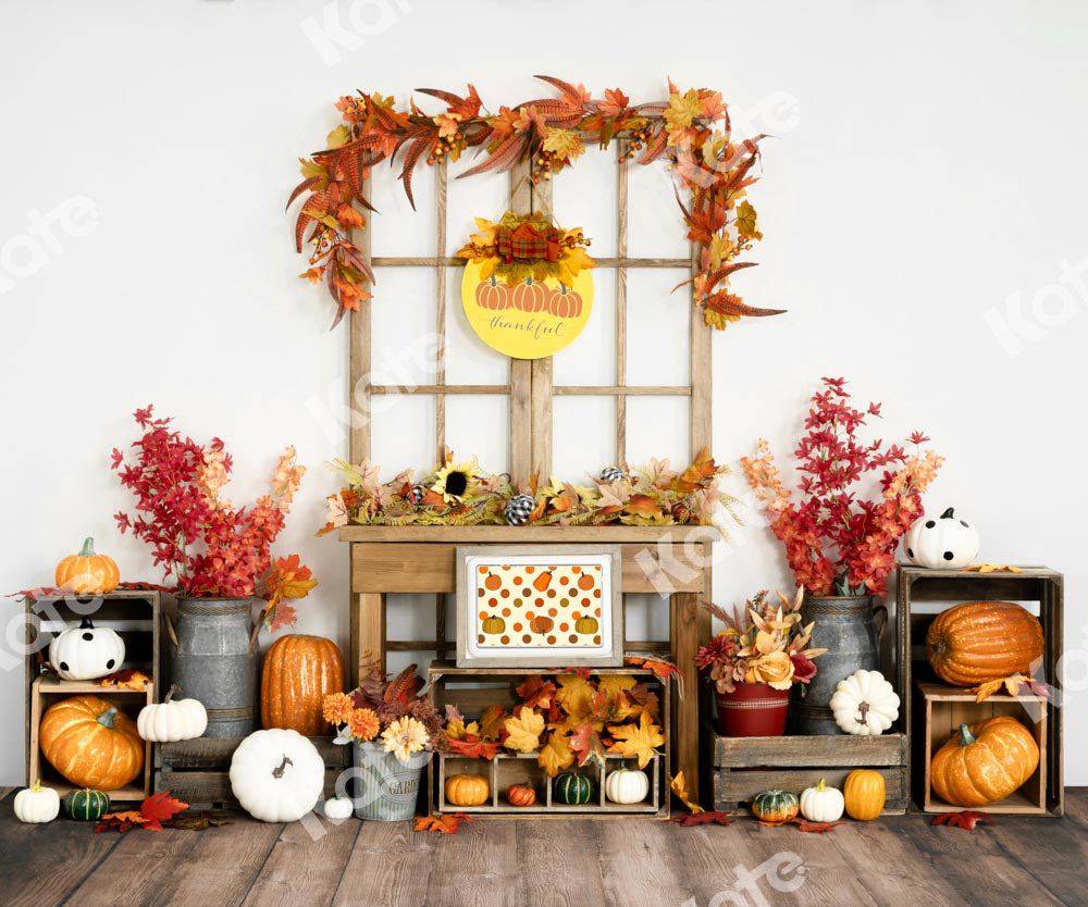 Kate Feuilles Action de grâces Automne Toile de fond conçue par Uta Mueller Photographie - Kate Backdrop FR