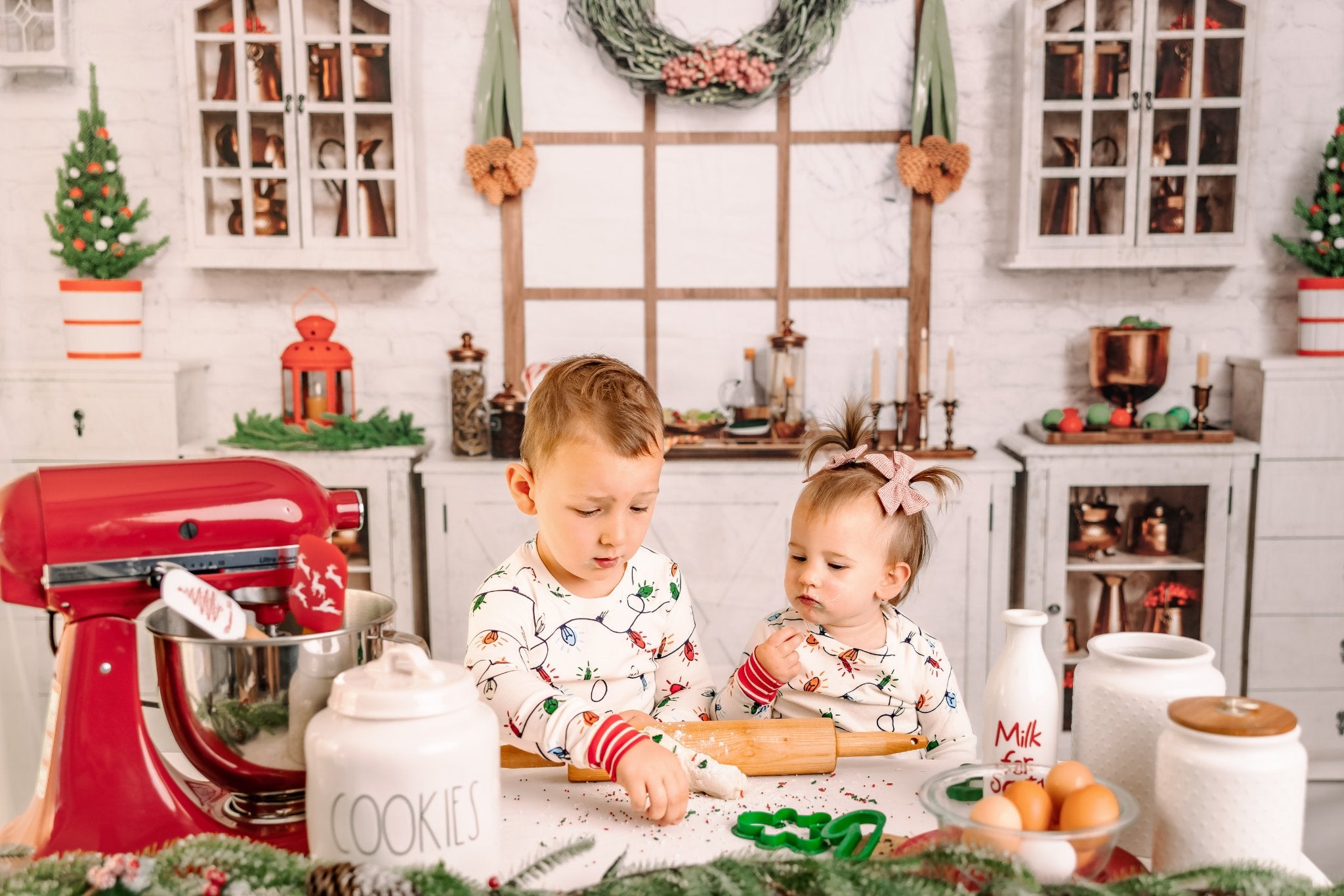 Kate Blanc Cuisine Noël Fenêtre Toile de fond pour la photographie - Kate Backdrop FR