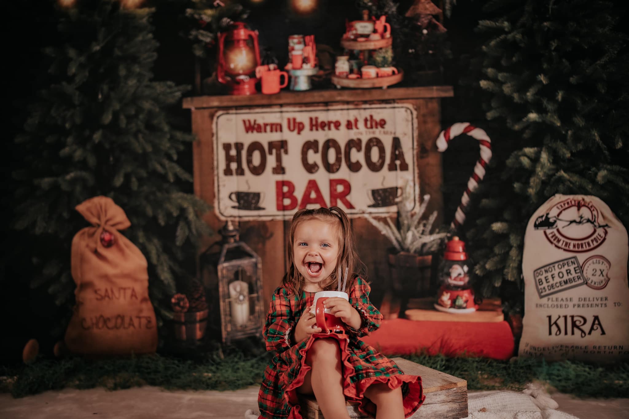 Kate Fête Cacao chaud Arbre de Noël Nuit Toile de fond pour la photographie - Kate Backdrop FR