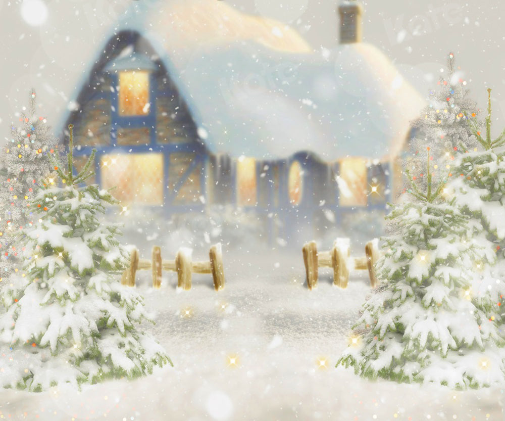 Kate Arbre Maison Neige Noël Hiver Toile de fond pour la photographie - Kate Backdrop FR