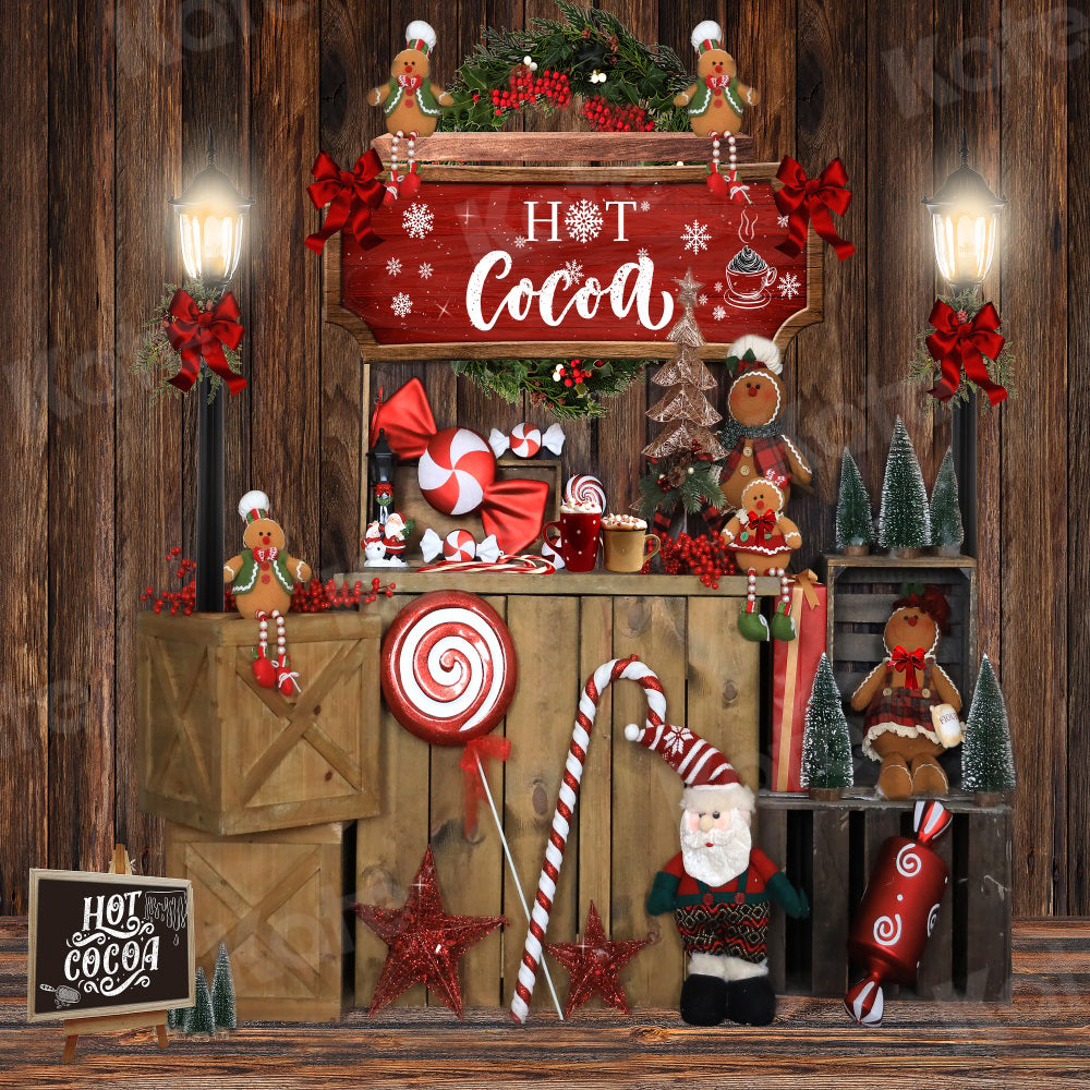 Kate Bois Pain d'épice Noël Chocolat chaud Toile de fond pour la photographie - Kate Backdrop FR